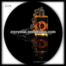 Keychain en cristal de LED avec l&#39;image gravée par laser 3D à l&#39;intérieur et le keychain en cristal blanc G116